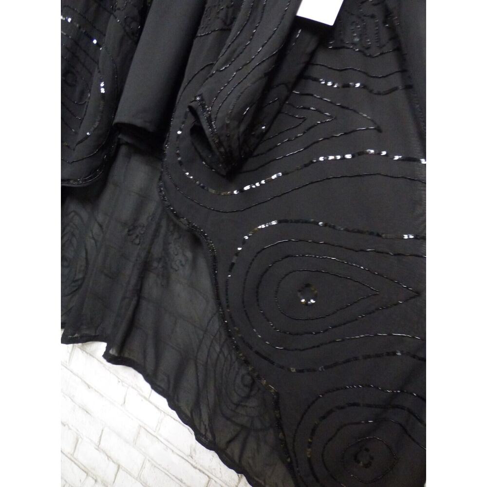 $229 Roaman's Black Beaded Chiffon 3 Piece Jacket Tank Pant Set 34W NEW - Picture 10 of 16